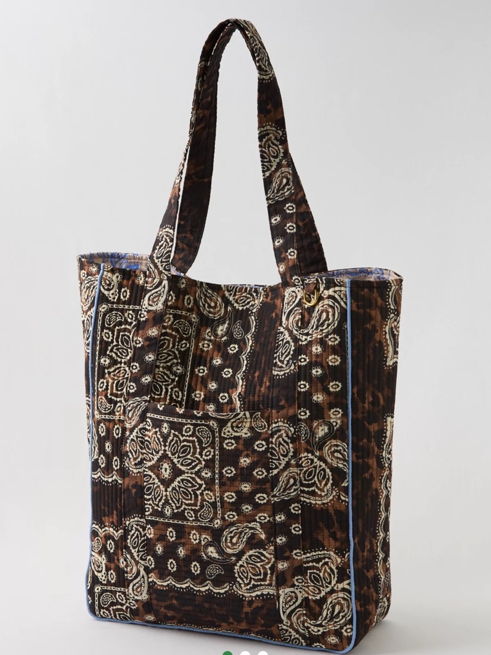 Aerie Quilted Paisley Tote Bag - Brown and Blue